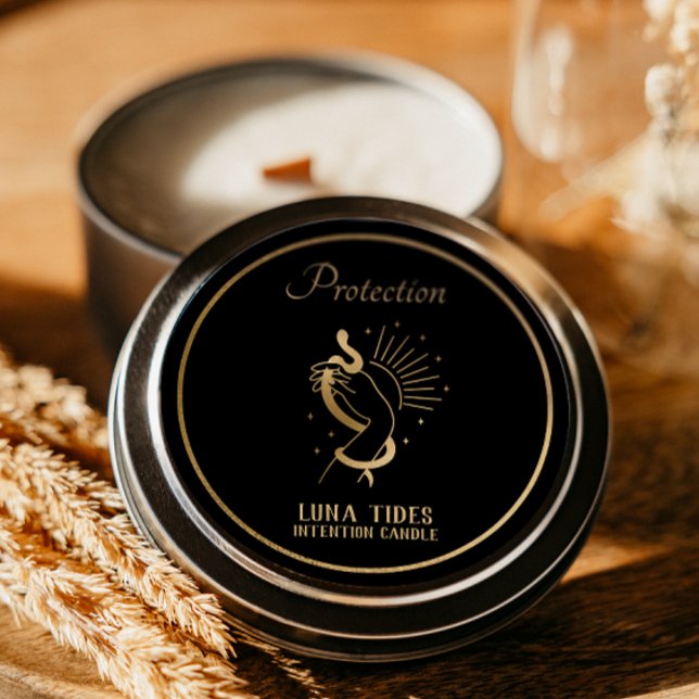 Black And Gold Protection Intention Candle Label (Creator Uploaded)