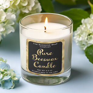 Black and gold pure beeswax candle label