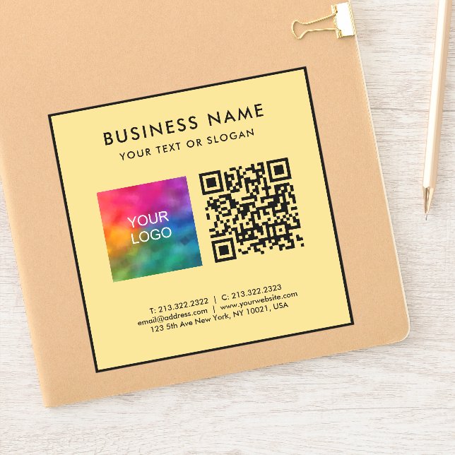 Black And Gold QR Code Business Logo Text Medium (Notebook)