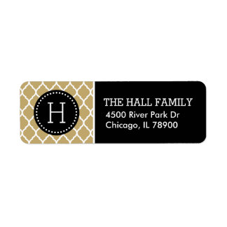 Black and Gold Quatrefoil Monogram
