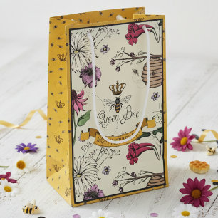 Black and Gold Queen Bee Mothers Day Photo Small Gift Bag