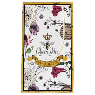 Black and Gold Queen Bee Mothers Day Photo Small Gift Bag