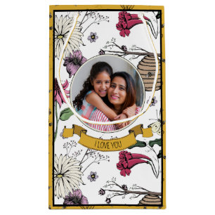 Black and Gold Queen Bee Mothers Day Photo  Small Gift Bag