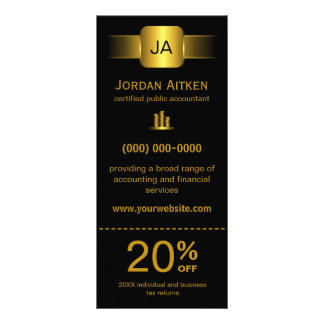 Black and Gold Rack Cards with Discount Coupon