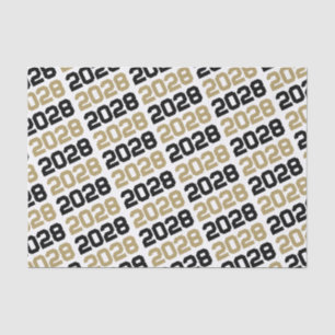 Black and Gold Repeating Class Year Graduation Tissue Paper