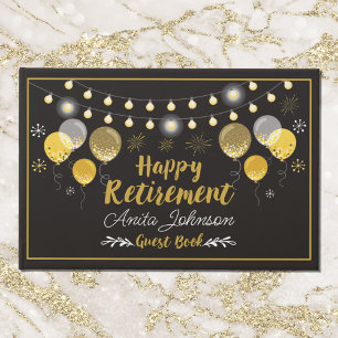 Black and Gold Retirement Party Guest Book