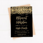 Black And Gold Retirement Party Invitation<br><div class="desc">Elegant black and gold retirement party invitation | edit all wording,  text,  and background/font colours</div>