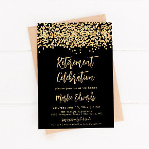 Black And Gold Retirement Party Invitation