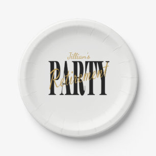 Black and Gold Retirement Party Plates