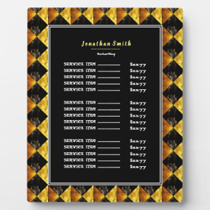 Black And Gold Rhombus Barber Shop Plaque
