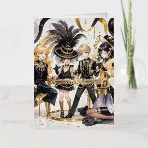 Black and gold, Rich luxury, Moulin rouge style Foil Greeting Card
