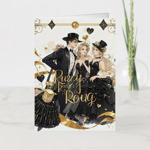 Black and gold, Rich luxury, Moulin rouge style Foil Greeting Card