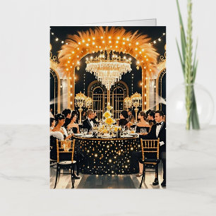 Black and gold, Rich luxury, Moulin rouge style Foil Greeting Card