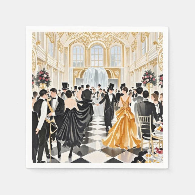 Black and gold, Rich luxury, Moulin rouge style Napkin (Front)