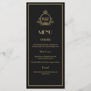 Black and Gold Roaring 20s Gatsby Wedding Menu