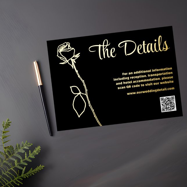 Black and Gold Rose bud QR code Details card (Creator Uploaded)