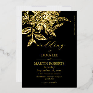 Black and Gold Rose Elegant Floral Wedding