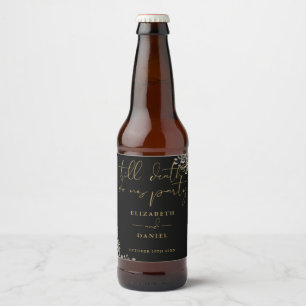 Black And Gold Roses Floral Gothic Wedding Beer Bottle Label