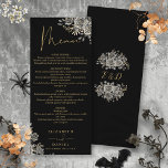 Black And Gold Roses Floral Gothic Wedding Dinner Menu<br><div class="desc">This elegant black and gold floral gothic wedding menu can be personalised with your information in chic typography with your monogram initials on the reverse. Designed by Thisisnotme©</div>