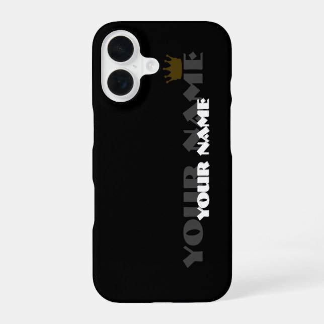 Black and gold royal crown custom name phone case (Back)