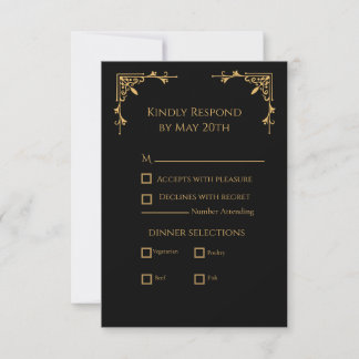 Black and Gold - Royal Regency RSVP Card