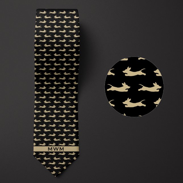 Black and Gold Running Dachshund Tie (Creator Uploaded)