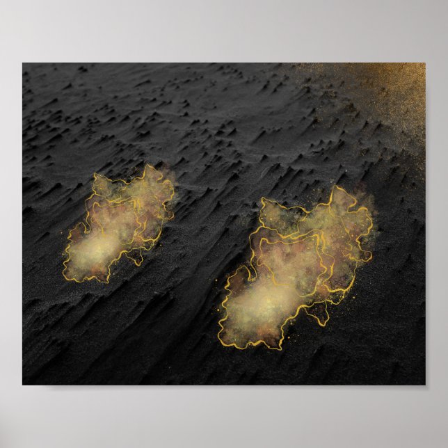 Black and Gold Sand Tropical Printable Art  Poster (Front)