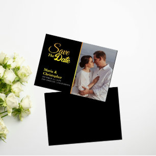 Black and Gold Save The Date Invitations