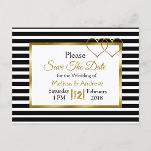 Black and Gold Save the Date Postcards