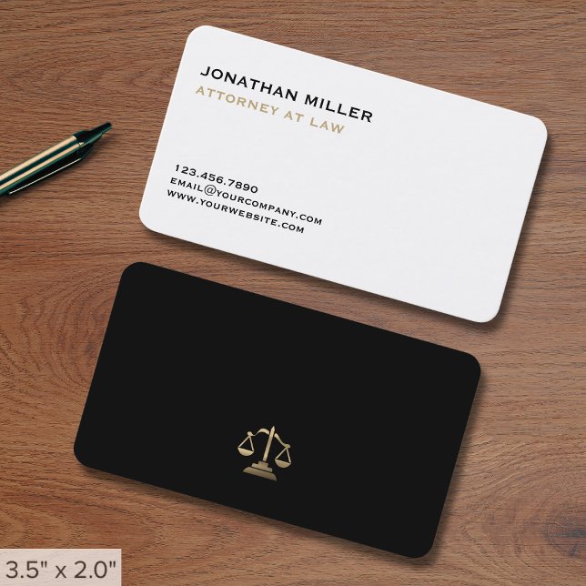 Black and Gold Scales of Justice Business Card (Creator Uploaded)