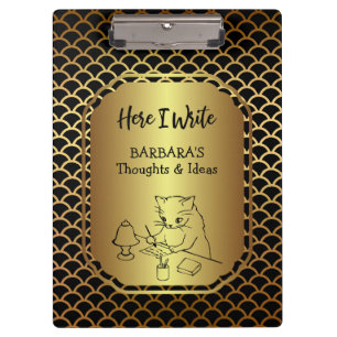 Black and Gold Scallop Pattern Writing Ideas Clipboard