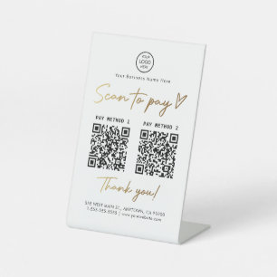 Black and Gold Scan to Pay 2 Qr Code Payment Links Pedestal Sign