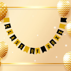 Black and Gold School Colours Class Year Bunting