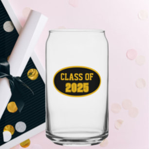Black and Gold School Colours Class Year Can Glass