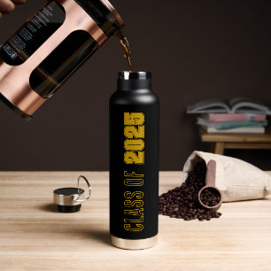 Black and Gold School Colours Class Year Water Bottle