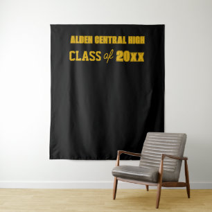 Black and Gold School Colours Photo Backdrop Tapestry