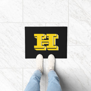 Black and Gold School Pride Color Style Monogram Doormat