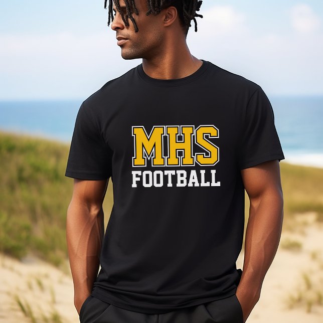 Black and Gold School Spirit Custom Football Team  T-Shirt (Creator Uploaded)
