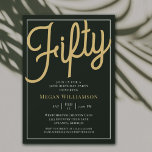 Black and Gold Script 50th Birthday Invitation<br><div class="desc">Chic Elegant Black and Gold Script 50th Birthday Invitation
Your guests will know that this will be a special party by just looking at this invitation!</div>