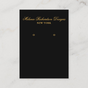 Black and Gold Script Earring Display Card
