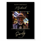 Black and Gold Script Photo 70th Birthday