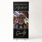 Black and Gold Script Photo 70th Birthday