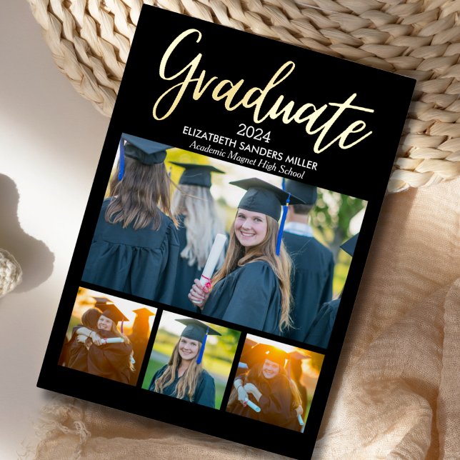 Black and Gold Script photos collage for graduated (Creator Uploaded)
