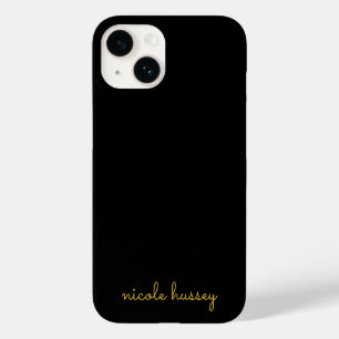 Black and Gold Script    Stylish Monogram Modern Case-Mate iPhone 14 Case
