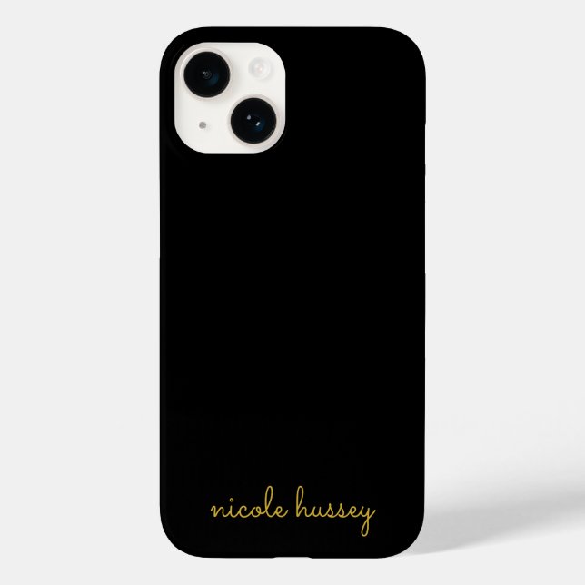 Black and Gold Script  | Stylish Monogram Modern Case-Mate iPhone Case (Back)