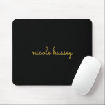Black and Gold Script  | Stylish Monogram Modern Mouse Pad<br><div class="desc">A simple stylish custom monogram design in an casual handwritten in striking monochrome Black. The monogram can easily be personalized to make a design as unique as you are! The perfect trendy gift or accessory for any occasion.</div>