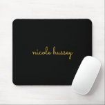 Black and Gold Script  | Stylish Monogram Modern Mouse Pad<br><div class="desc">A simple stylish custom monogram design in an casual handwritten in striking monochrome Black. The monogram can easily be personalized to make a design as unique as you are! The perfect trendy gift or accessory for any occasion.</div>