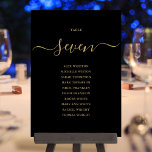 Black And Gold Script Table Number Seating Chart<br><div class="desc">These elegant black and gold signature script double-sided table number seating chart cards are perfect for all celebrations. Designed by Thisisnotme©</div>