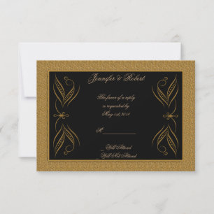Black and Gold Scroll Accent Response Card
