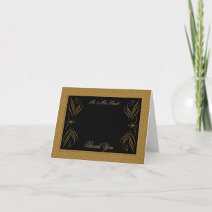 Black and Gold Scroll Accent Wedding Thank You Card